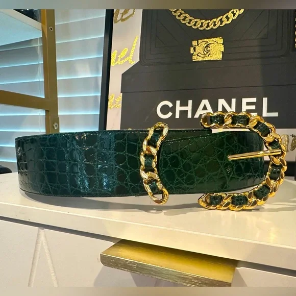Spectacular vintage Luc Benoit thick genuine crocodile alligator 🐊 belt small s - Picture 7 of 7